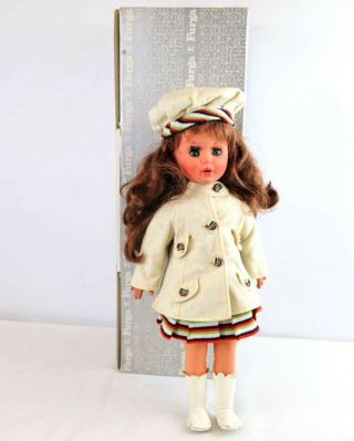 Vintage Furga 17  Doll Virna Brown Hair Italy W Outfit Fashion
