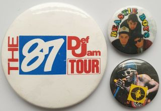 Def Jam 1987 Tour Public Enemy Beastie Boys Vintage Badges Hip Hop Rap Rappers