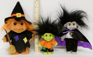 Set Of 3 Russ Halloween Witch Dracula Frankenstein Troll