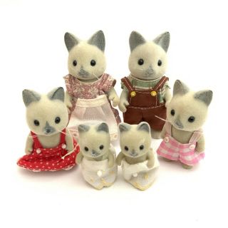 Vintage 1990’s Tomy Sylvanian Families Figures - Solitaire Cats,  Babies X6 Htf