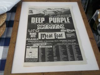Deep Purple Knebworth Fair Full Line Up The Comeback Gig Poster 1985 Framing