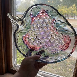 Large Indiana Glass Fruit Bowl With A Grape Pattern