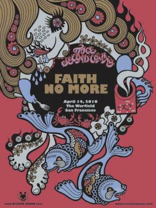 Faith No More San Francisco 2010 Silkscreened Poster By Junko Mizuno