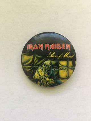 Iron Maiden Piece Of Mind (world Piece Tour 83) Official Tour Button Pin 1.  5 "