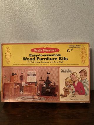 Vtg Real Life Miniatures Easy To Assemble Wood Furniture Kit For Doll Houses