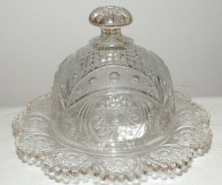 Eapg Us Glass Perfection Pattern Covered Butter Dish Late 1800 