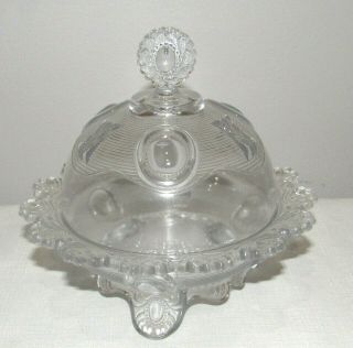 Eapg Imperial Glass Dewey Pattern Covered Butter Dish