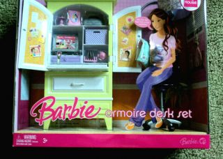 2007 Barbie My House Armoire Desk Set Nrfb