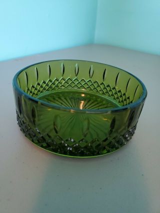 Vintage Indiana Glass Green Candy Dish Trinket Bowl Princess Pattern 6”