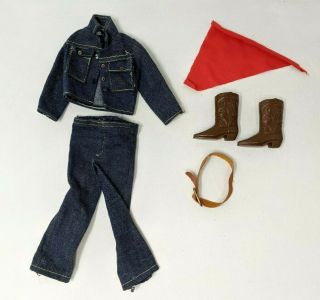Vtg 1972 Fashion Originals Mattel Ken Brad Doll 1720 Way Out West Denim Outfit