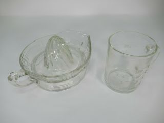 Depression Era,  Vintage: Clear Glass Juicer & Anchor Hocking Glass Measuring Cup
