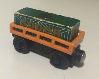 2000 Orange Cargo Car W/ Green Sodor Cargo - Thomas Wooden Railway Retired Set