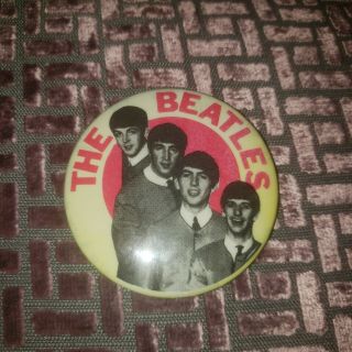 Rare Vintage The Beatles Large Pin,  Great Colors Yellow Black And Red