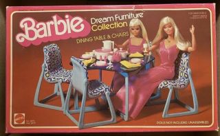 Vintage Barbie Dining Table And Chairs Pre Owned With Box