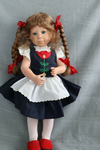 Julie Good - Kruger 17 " Vinyl Girl Doll,  Brown Braids Tulip Dress