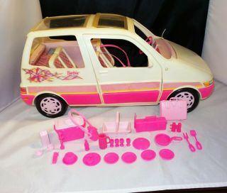 Vintage 1995 Mattel Barbie Picnic Camping Mini Van W/ Accessories