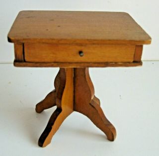 Antique German Schneegas Doll House Miniature Wood Sewing Table