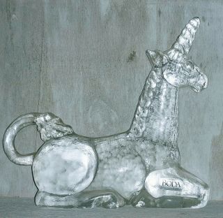 Kosta Boda Zoo Series Unicorn Paperweight Figurine Scandinavian Art Glass Animal