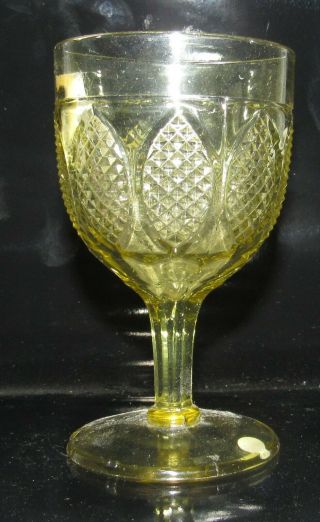 Eapg Richards & Hartley Flint Glass Co Amber Oval Panels Goblet Circa 1880 