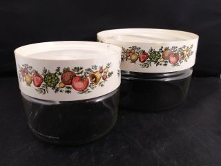 Vintage Corning/pyrex Spice Of Life See & Store Glass Containers (2) With Lids