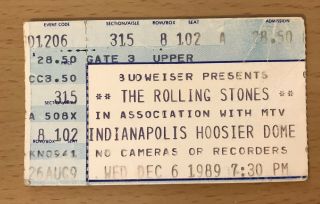 1989 The Rolling Stones Steel Wheels Tour Indianapolis Concert Ticket Stub Mick