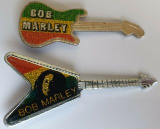 Bob Marley Vintage Metal Guitar Badges Reggae Rastafari Ska 80 