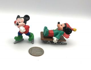 Mickey Mouse On Sled & Skates Disney Vintage Applause Action Figures Cake Topper