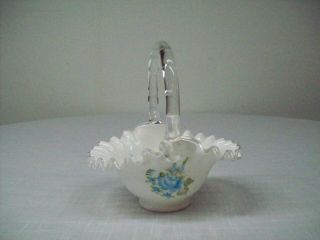 Vintage Fenton - Hand Painted And Signed Ruffled Edge Basket - Approx.  7 "