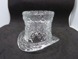 Vintage Clear Glass Daisy & Button Top Hat Vase Planter Decoration 51