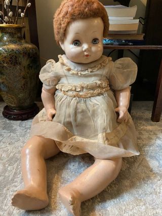 Large Vintage Effanbee 24 " Composition Girl Doll W/original Dress