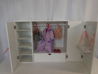 American Girl Our Generation White Armoire Closet Wardrobe Vanity Battat,  Shoes