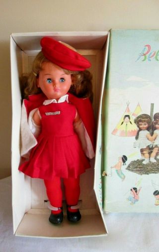 Vtg.  16 " Bella School Girl Doll Nrfb - Made In France Very Detailed - Vinyl
