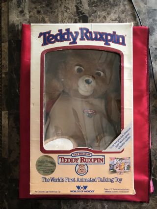 Vintage 1985 Teddy Ruxpin Animated Plush Bear Worlds Of Wonder Non - Functioning