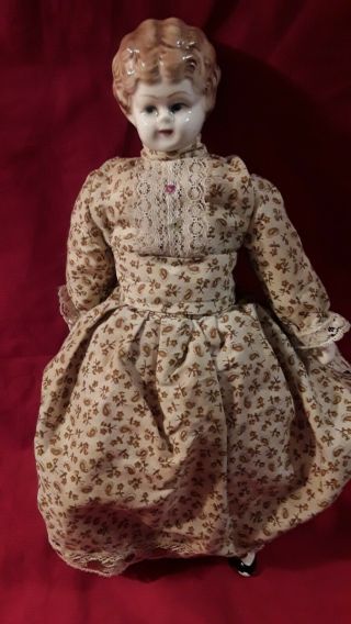 Vintage Old Antique Porcelain Doll With Dress U 15