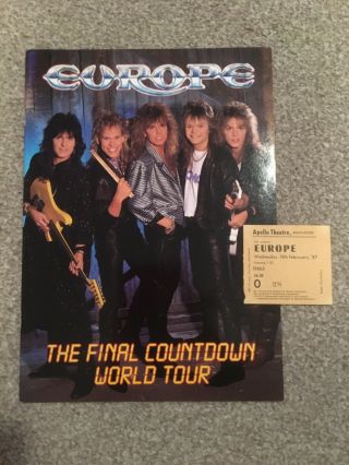 Europe Final Countdown World Tour Programme And Ticket Stub 1987
