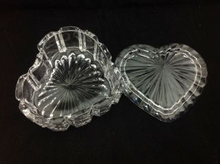 Glass Heart Shaped Candy / Trinket Container With Lid