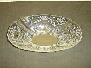 Fostoria Crystal Meadow Rose Etched Oblong Bowl 2545 Flame 12 - 5/8 " X 8 - 1/4 "