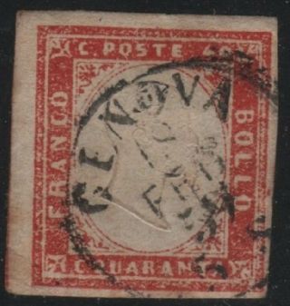 Italy Sardinia 13a 1855 40c Rose King Vittorio Emanuele Ii
