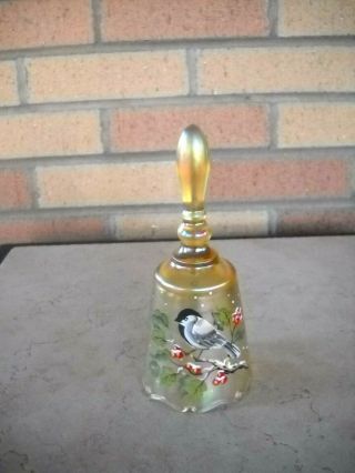 Fenton Glass Bell With Bird 6 1/2 " High - D.  Fredrick Limited Edition