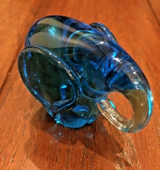 Paperweight Glass Elephant Us Commemorative Fine Art Gallery Ocean Blue 2¼”h H4