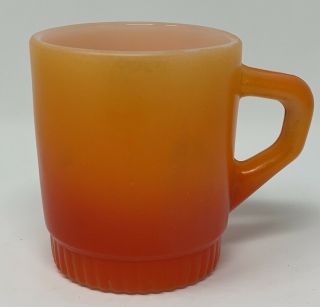 Vintage Fire King Anchor Hocking Orange Red Ombre Milk Glass Mug Stackable