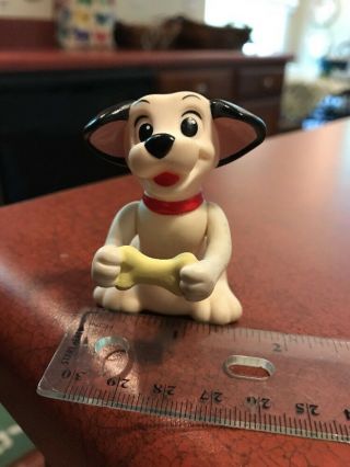 Retro Disney 101 Dalmatians 2 " Soft Plastic Dog With Bone Toy Sign Wi