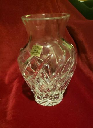 6 " Hand Cut 24 Lead Crystal Vase,  Made In Poland,  Euc