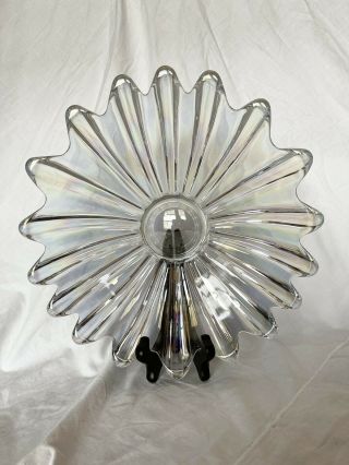 Vintage Federal Glass Celestial Iridescent Glass 11 " Round Centerpiece Bowl
