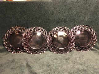 Set of 4 Purple Slag Glass Plates.  7 1/2 