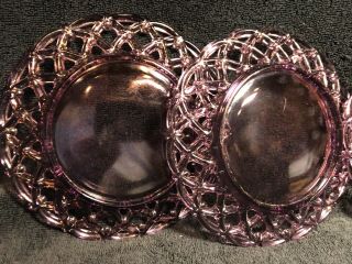 Set of 4 Purple Slag Glass Plates.  7 1/2 