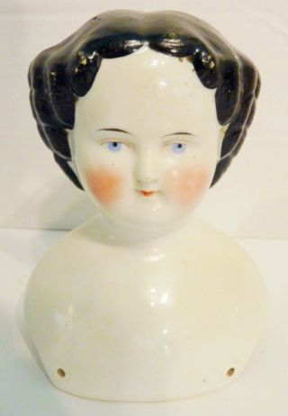 Antique German China Shoulder Head Civil War Era.  Very Large 5.  5 " Doll Head
