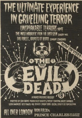 26/2/83pn24 Movie Advert 7x5 " The Evil Dead (bruce Campbell)