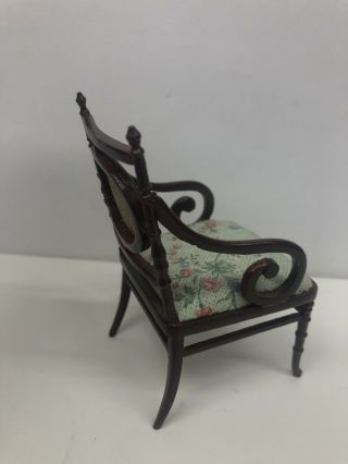 Dollhouse Miniature 1:12 Scale Bespaq Chair With Caning And Floral Design 2