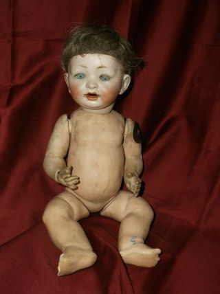 Antique German Bisque Character Baby Doll 152 12”